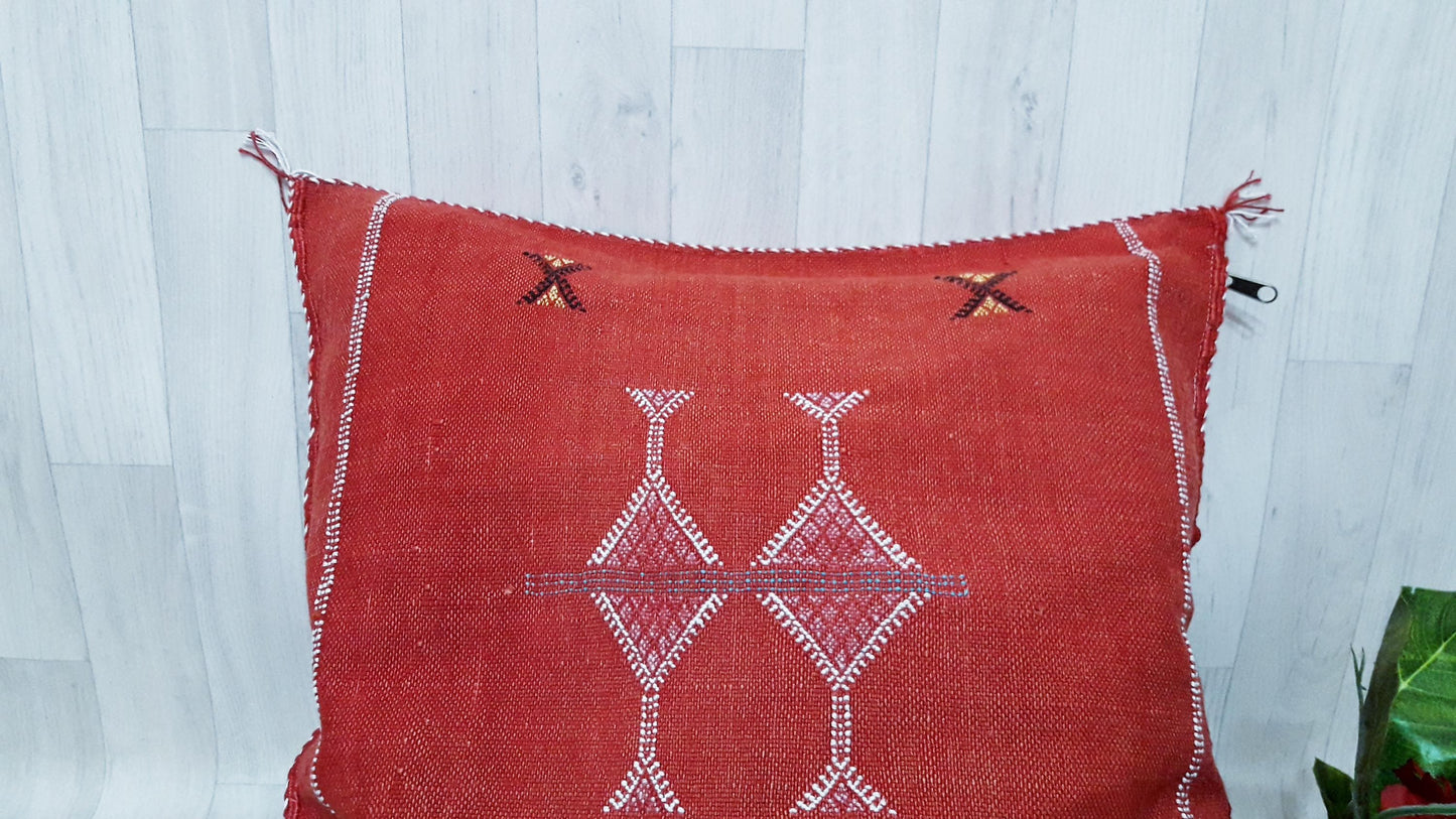 Red/Orange Cactus Silk Pillow Cover, Moroccan Sabra Cushion Cover , Boho Cushion, Sabra Cactus Silk Cushion,Home Decor