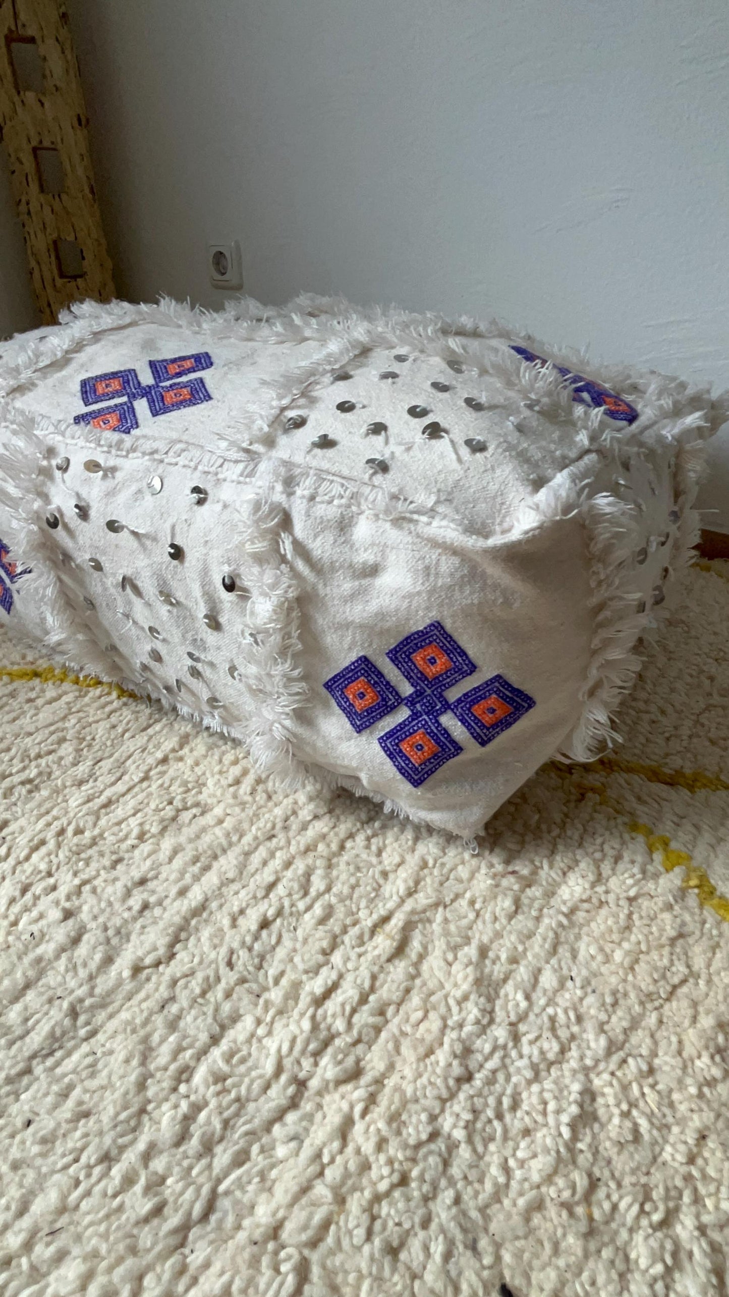Berber Cushion Cover - Ottoman Pouf - Square Pouf - Ottoman Cushion Cover - Ottoman Pouf - Moroccan Decor - Vintage Kilim