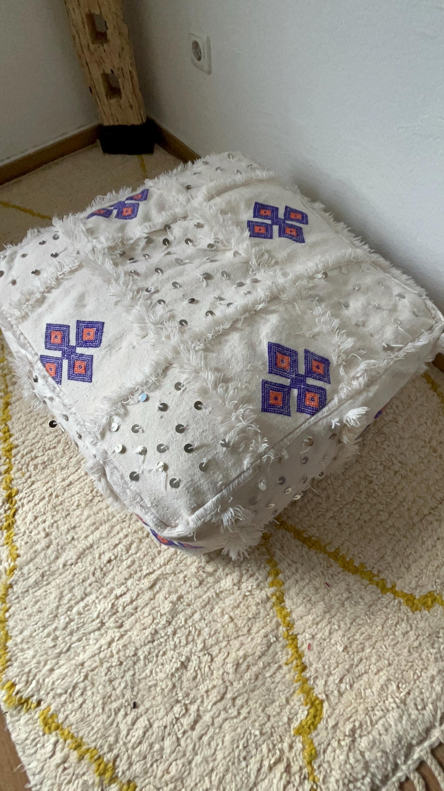 Berber Cushion Cover - Ottoman Pouf - Square Pouf - Ottoman Cushion Cover - Ottoman Pouf - Moroccan Decor - Vintage Kilim