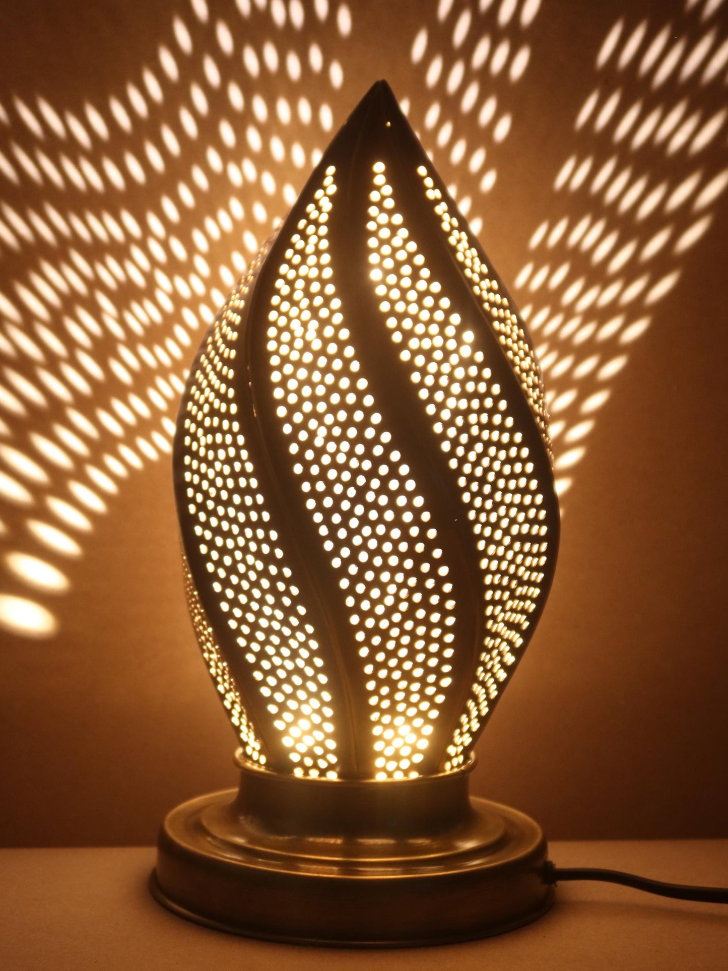 Unlacquered Brass Pierced Table Lamp Unique Design- Floor Lamp, Moroccan Lightingunique Moroccan Decor Light