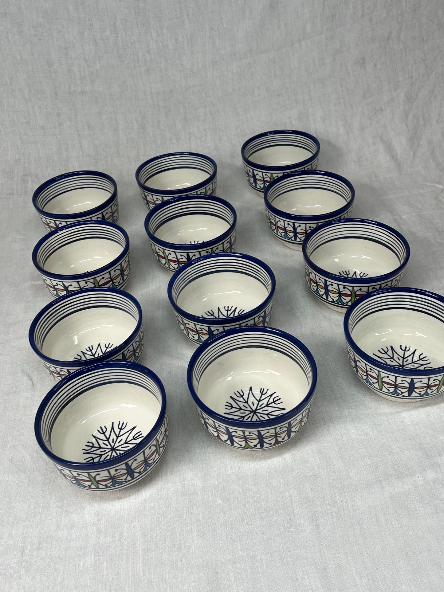 Beautiful Soup Bowl Made of Moroccan Ceramic Fes, White Clay, 13 Cm (Handmade)