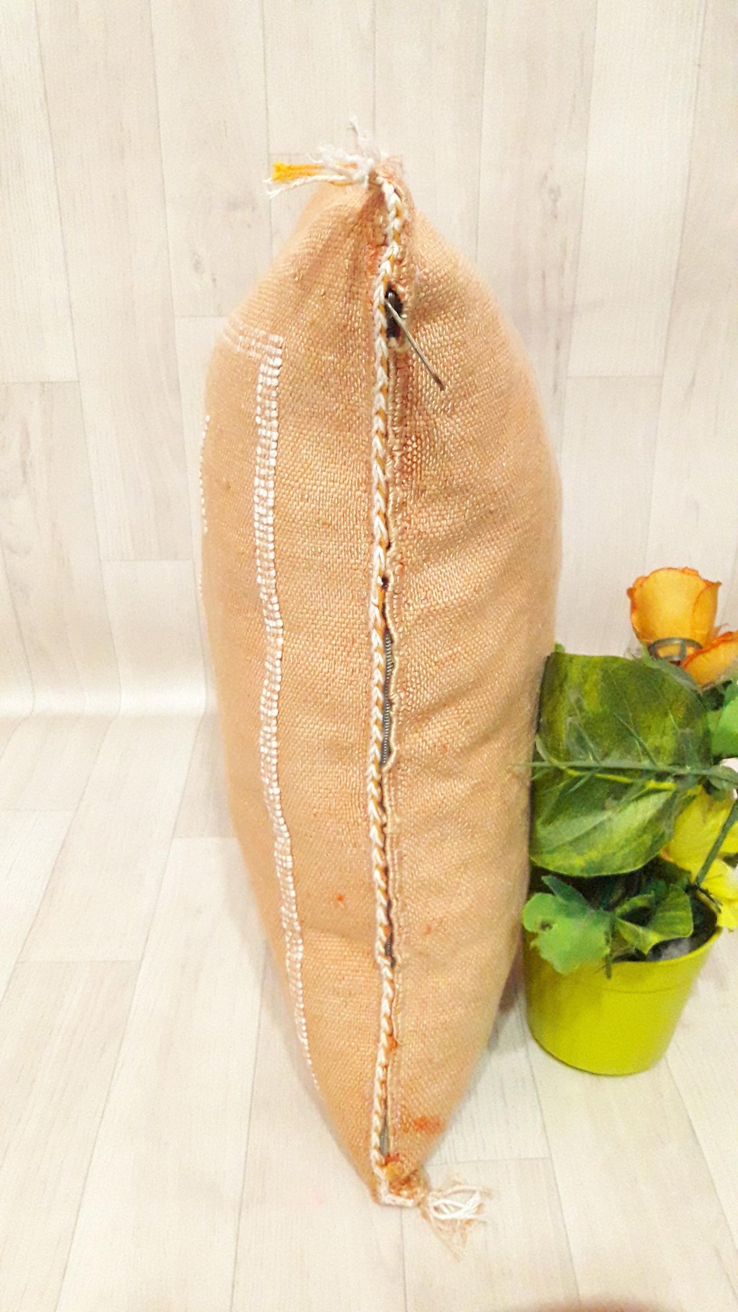 Pillow-Cactus Silk Cushion Cover - Light Orange Sabra Pillow - Handmade Morocco Cushion-Large Pillow-Cactus Silk Pillow-Decorative Pillow