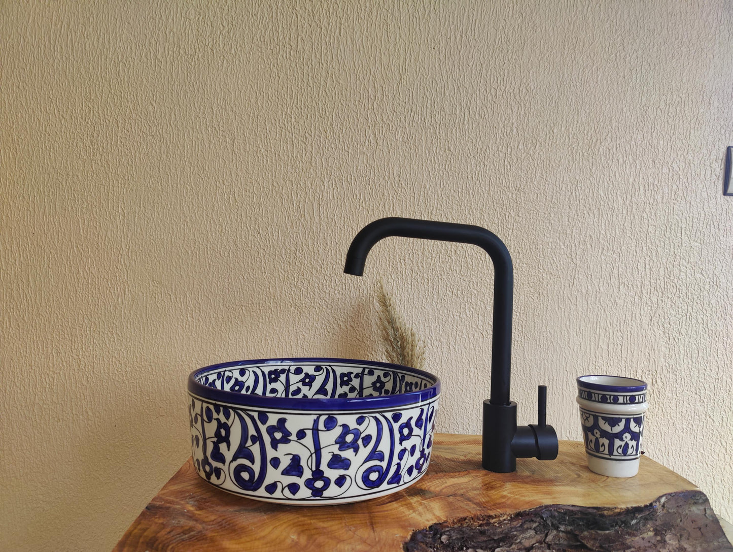 Bathroom Vessel Sink with FREE Brass Faucet - Handmade Moroccan Washbasin