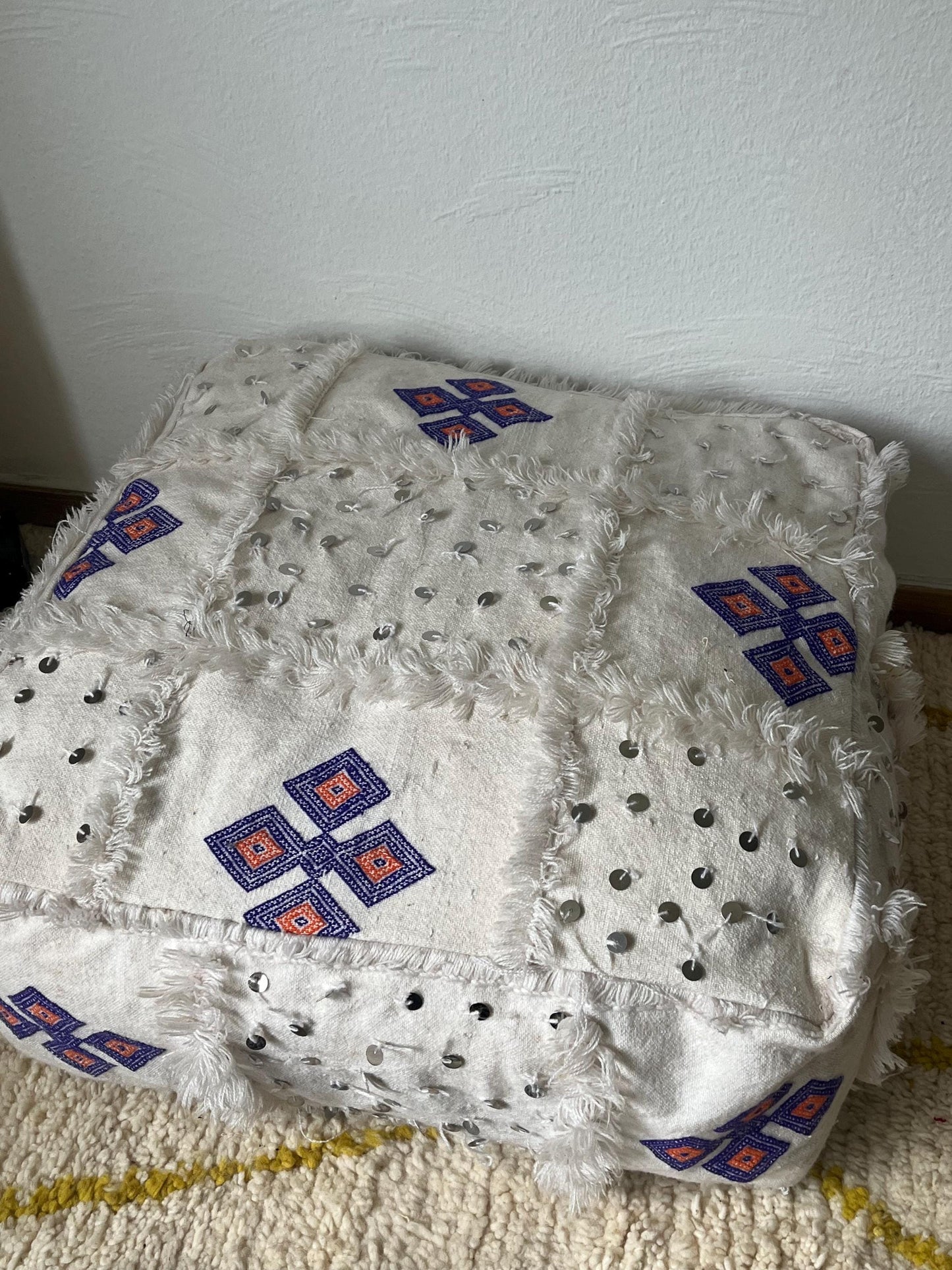 Berber Cushion Cover - Ottoman Pouf - Square Pouf - Ottoman Cushion Cover - Ottoman Pouf - Moroccan Decor - Vintage Kilim