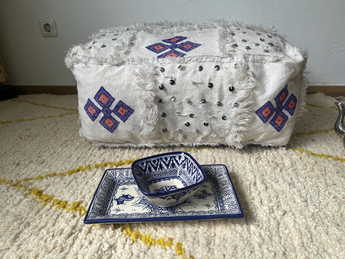 Berber Cushion Cover - Ottoman Pouf - Square Pouf - Ottoman Cushion Cover - Ottoman Pouf - Moroccan Decor - Vintage Kilim