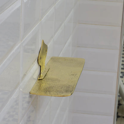 Hammered Solid Brass Floating Shelf, Bathroom Bottle Holder, Wall Mount Shelf Brass, Shampoo Hanger