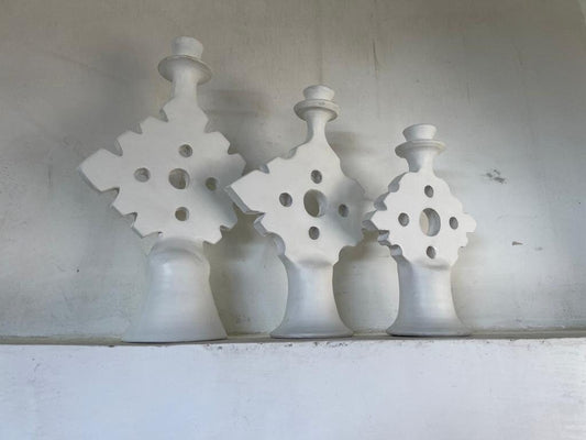 PROMOTION Set of 3 Moroccan Stucco Candles White