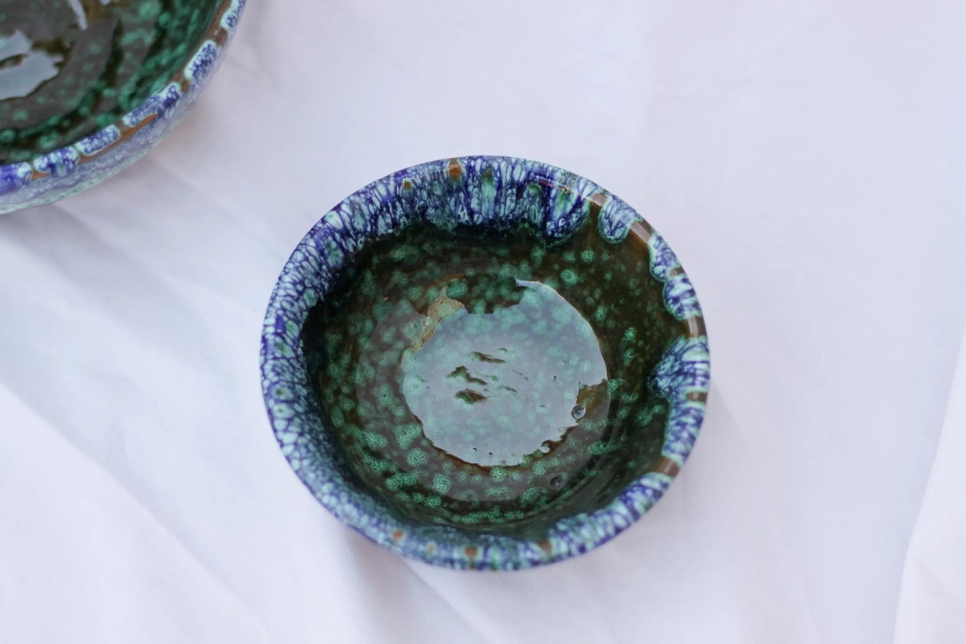 Green Ourika Ceramic Bowls Moroccan Handmade Bowls Nesting Bowl Set Drip Glaze Pottery Bowls Handpainted Ceramic Stoneware Crackle Glaze
