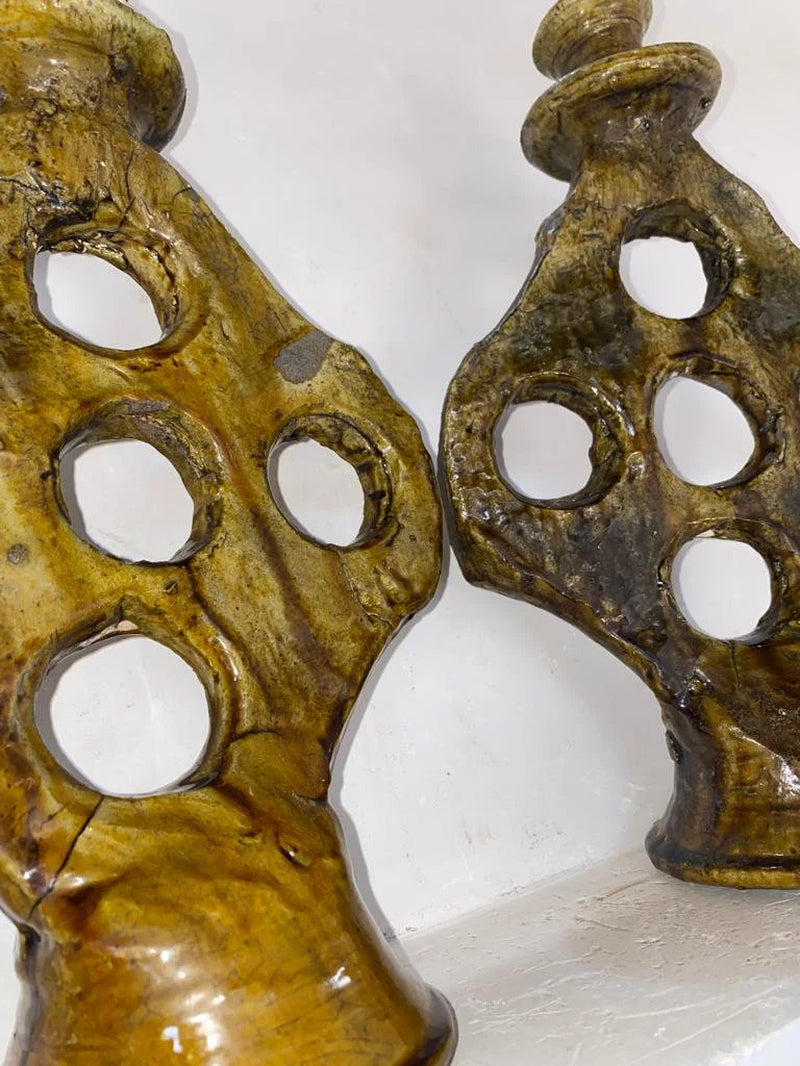 Yellow Terracotta Candle Holders