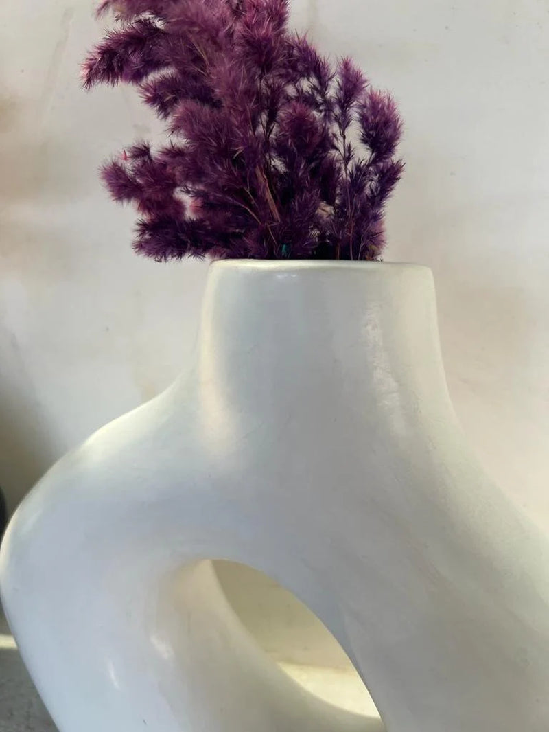 Terracotta Vase, Stucco Pottery Decoration, Black&White