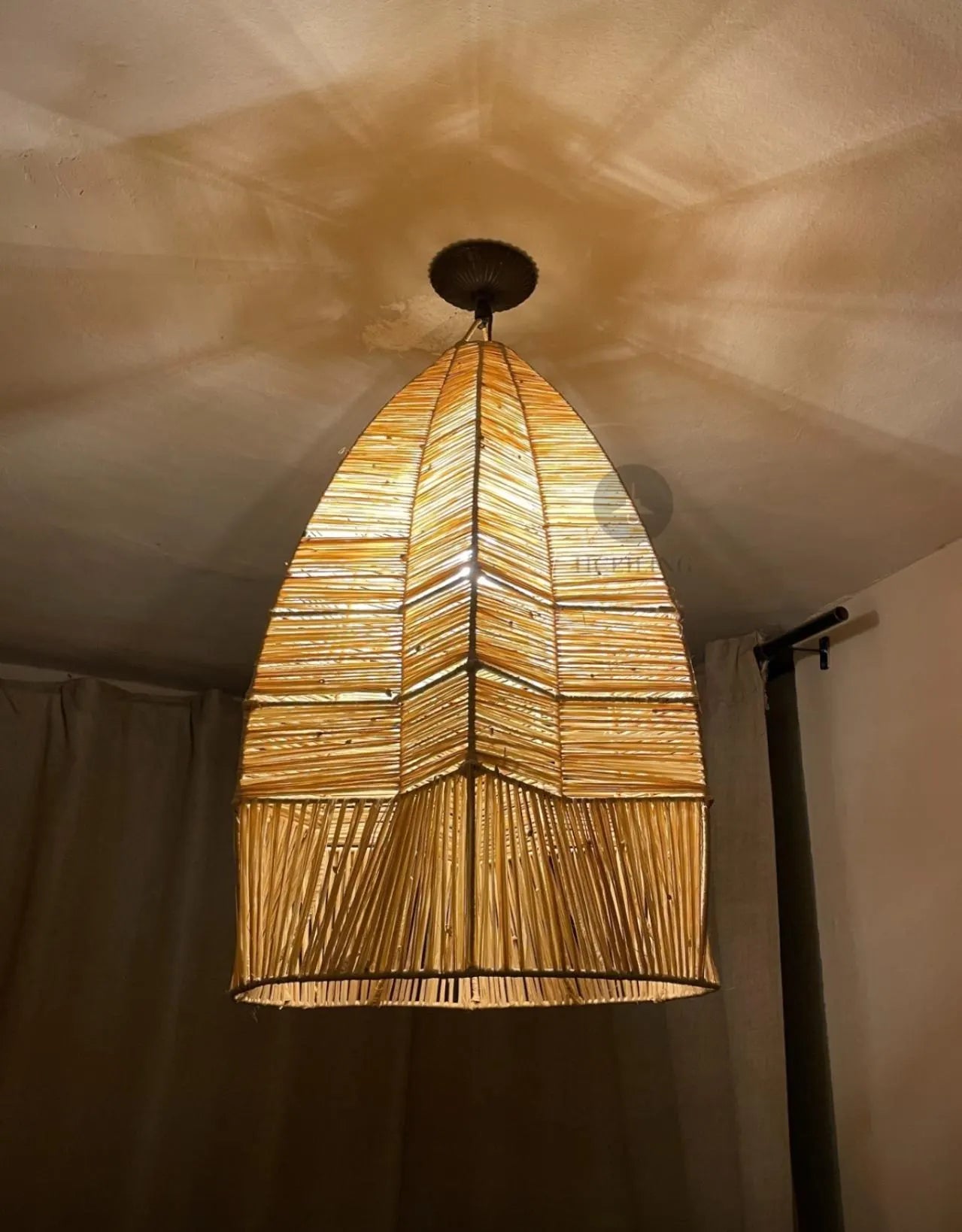 New Style Wave Chandelier, Raffia Pendant Light , Hanging Lamp Shade in Raffia