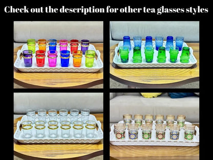 Moroccan Tea Glasses Set of Gold Tea Cups Zellij Design Tea Set Small Gold Vintage Moroccan Tea Glasses