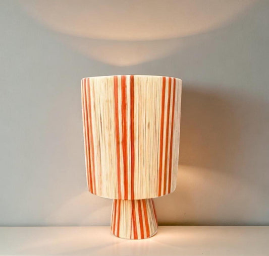 LAMP Raffia Natural Raffia Lamp, Raffia Lampshade, TABLE LAMPSHADES Moroccan Handmade in Rattan