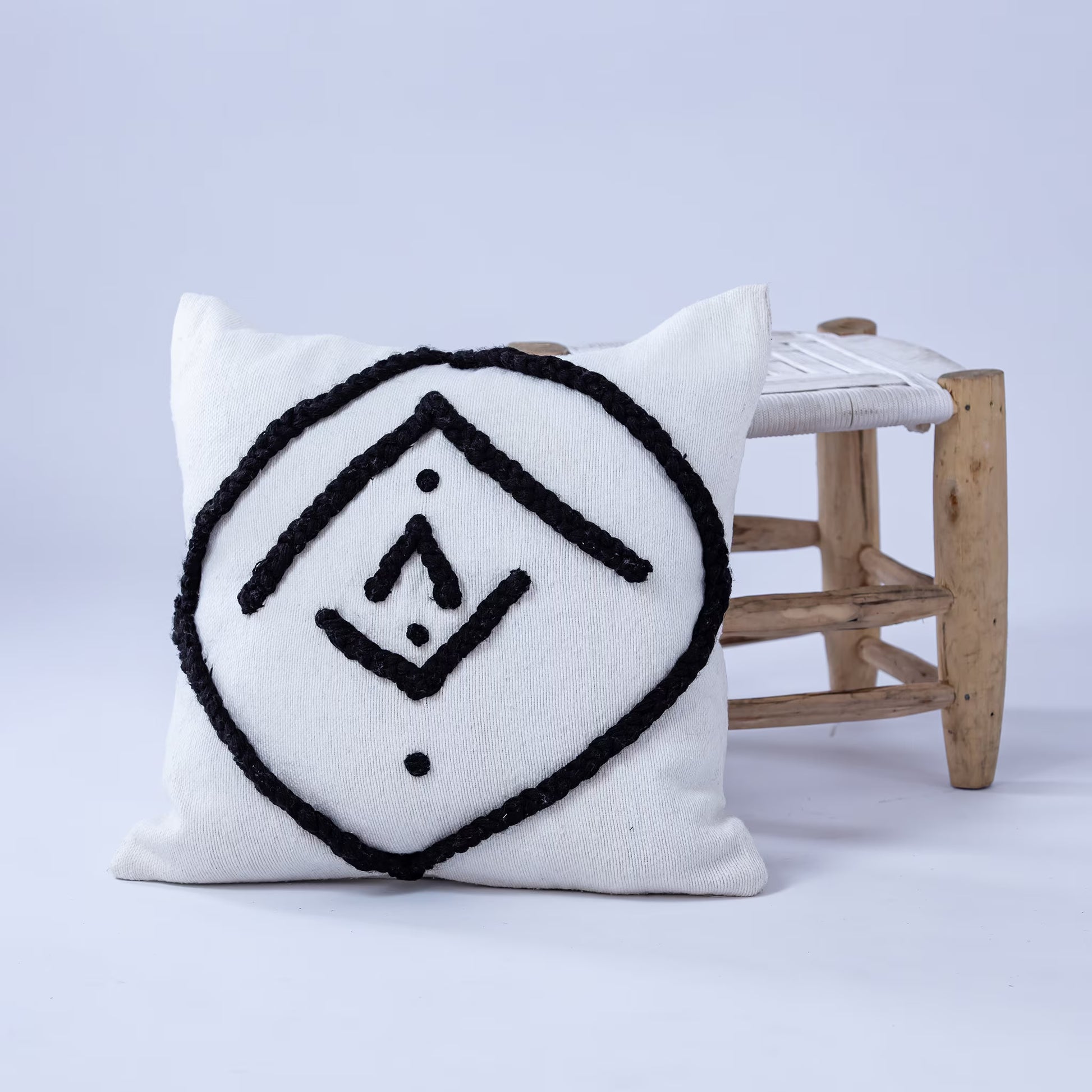 White and Black Moroccan Decorative Pillow - Handmade Pillow -Livingroom Pillow - Bedroom Pillow - Custom Pillow