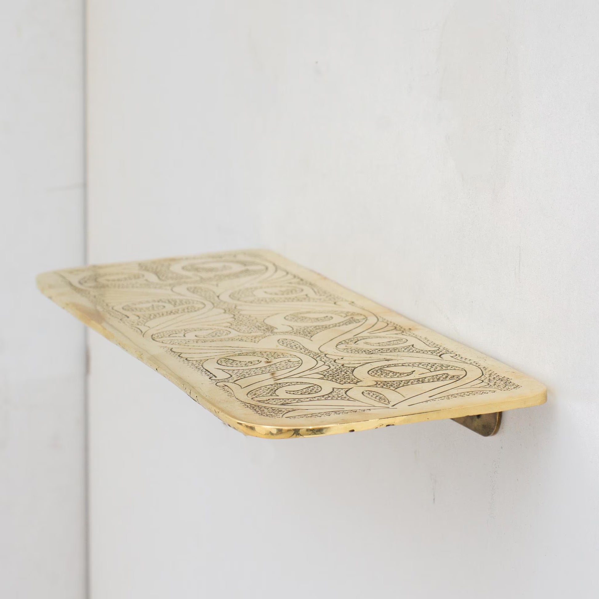 Handcrafted Solid Brass Floating Shelf, Bathroom Shelf Brass, Wall Mount Bathroom Soap Holder