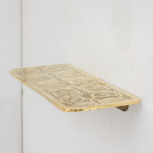 Handcrafted Solid Brass Floating Shelf, Bathroom Shelf Brass, Wall Mount Bathroom Soap Holder