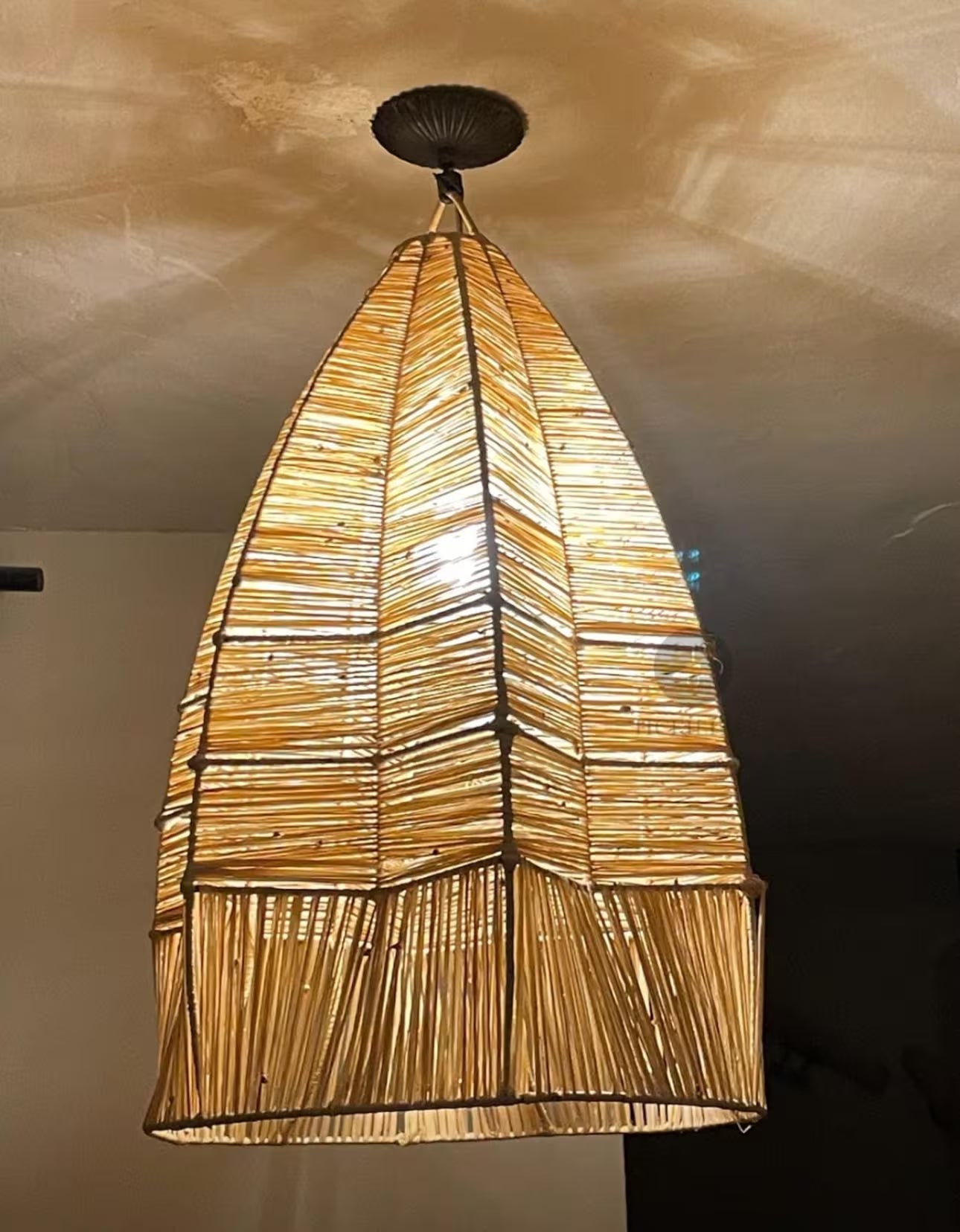 New Style Wave Chandelier, Raffia Pendant Light , Hanging Lamp Shade in Raffia