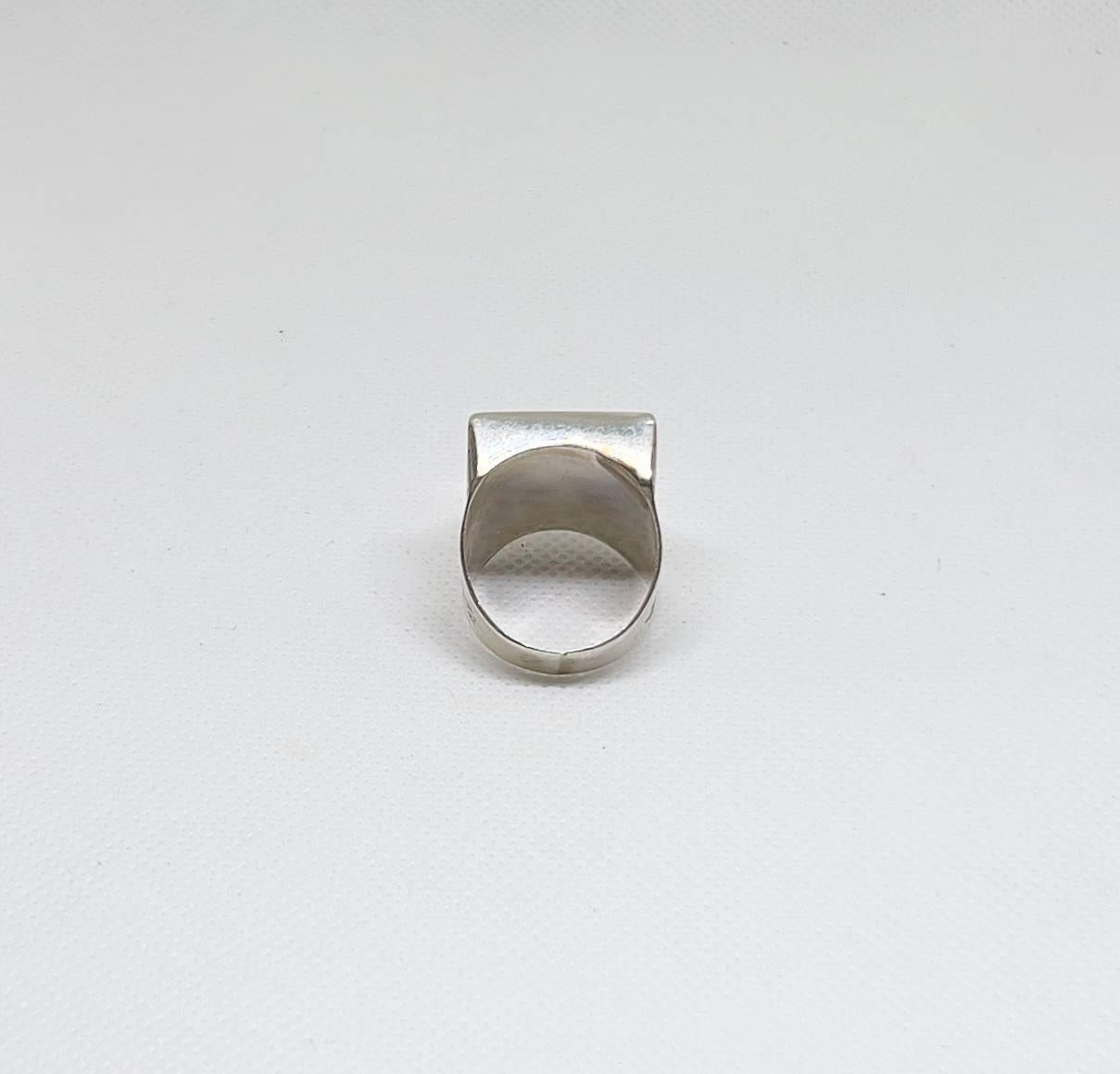Vintage Berber Sterling Silver Ring, Handmade Tuareg Ring Silver Sterling with Sahara Ebony Wood, Moroccan Jewelry, Gift for Him Size 11 US