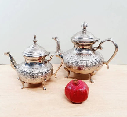 Set of 2 Moroccan Teapots, Teapot for One or 3 Cups, Moroccan Green Tea, Small and Large Teapot