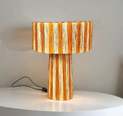 Woven Raffia Table Lamp, Natural Lamp, Handwoven Table Lamp, Raffia Lighting, Nature-Inspired Decor