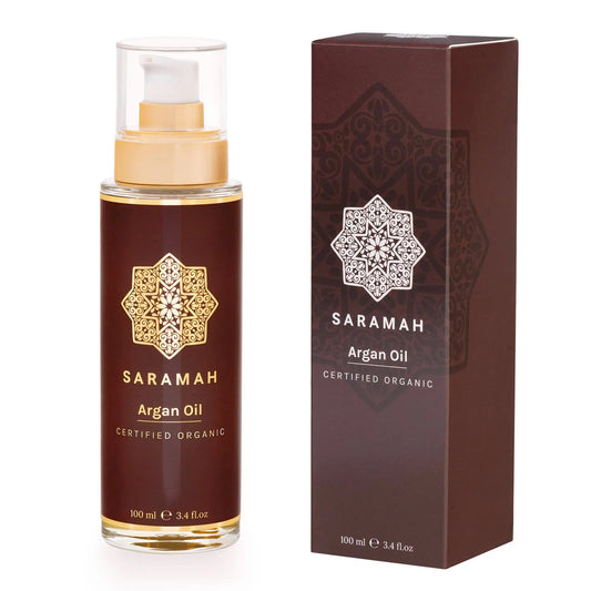 SARAMAH® Argan Oil Pure 100 Ml - for Hair, Skin and Face - 100% Pure and Organic - Moroccan Argan Oil - Omega 3 and 6, Vitamin E and F