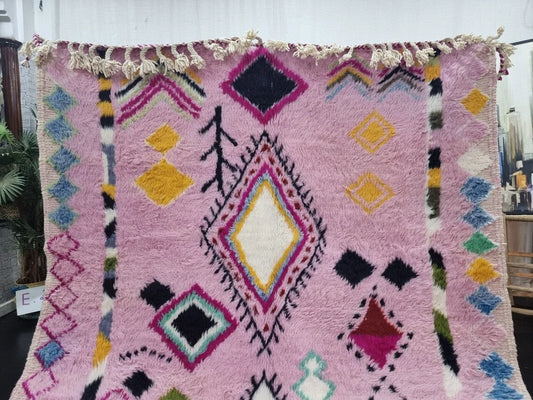 Cute BABY PINK RUG, Custom Moroccan Rug, Handmade Geometric Rug, Boho Pink Wool Rug, Maximalist Berber Rug, Cozy Chic Area Rug.