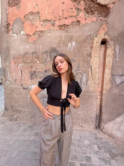 Alexia’S Silk Crop Top - Black