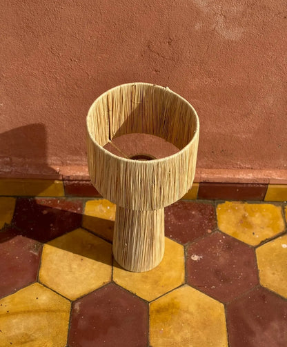 LAMP Raffia Natural Raffia Lamp, Raffia Lampshade, TABLE LAMPSHADES Moroccan Handmade in Rattan
