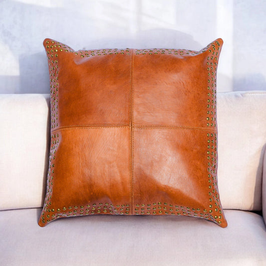 Leather Pillow Case. Genuine Lambskin Leather Pillow Cover. Sofa Cushion Case. Boho Decor. Brown Pillow Case. Square Leather Pillow Cover.