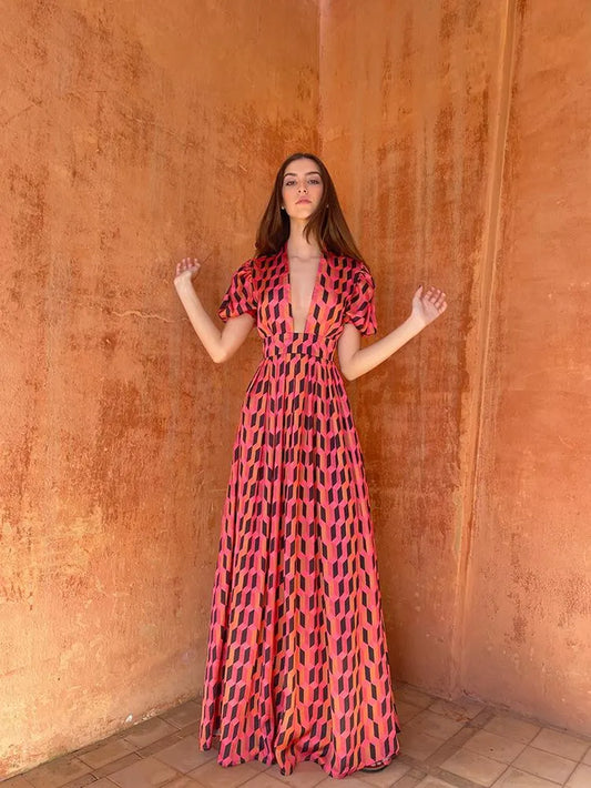 Alexia’S Dress Orange and Pink Print