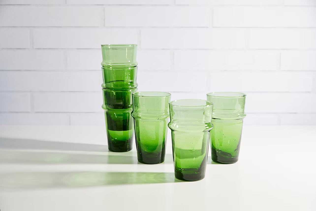 Colored Drinking Glasses Handmade Glassware Moroccan Beldi Drinking Glasses Tableware Recycled Glass Tumbler Highball Stacking Cups