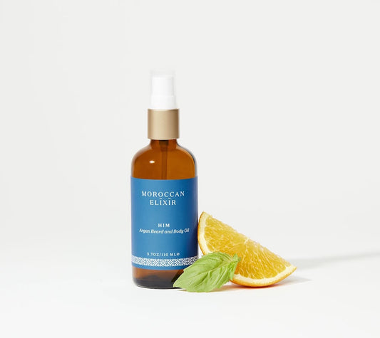 HIM Men'S Beard and Body Oil Argan Oil with Sandalwood, Bergamot, Frankincense and Basil