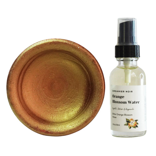Moroccan Aker Fassi Set| Contains Original Moroccan Terracotta Lip Stain + Orange Blossom Water.