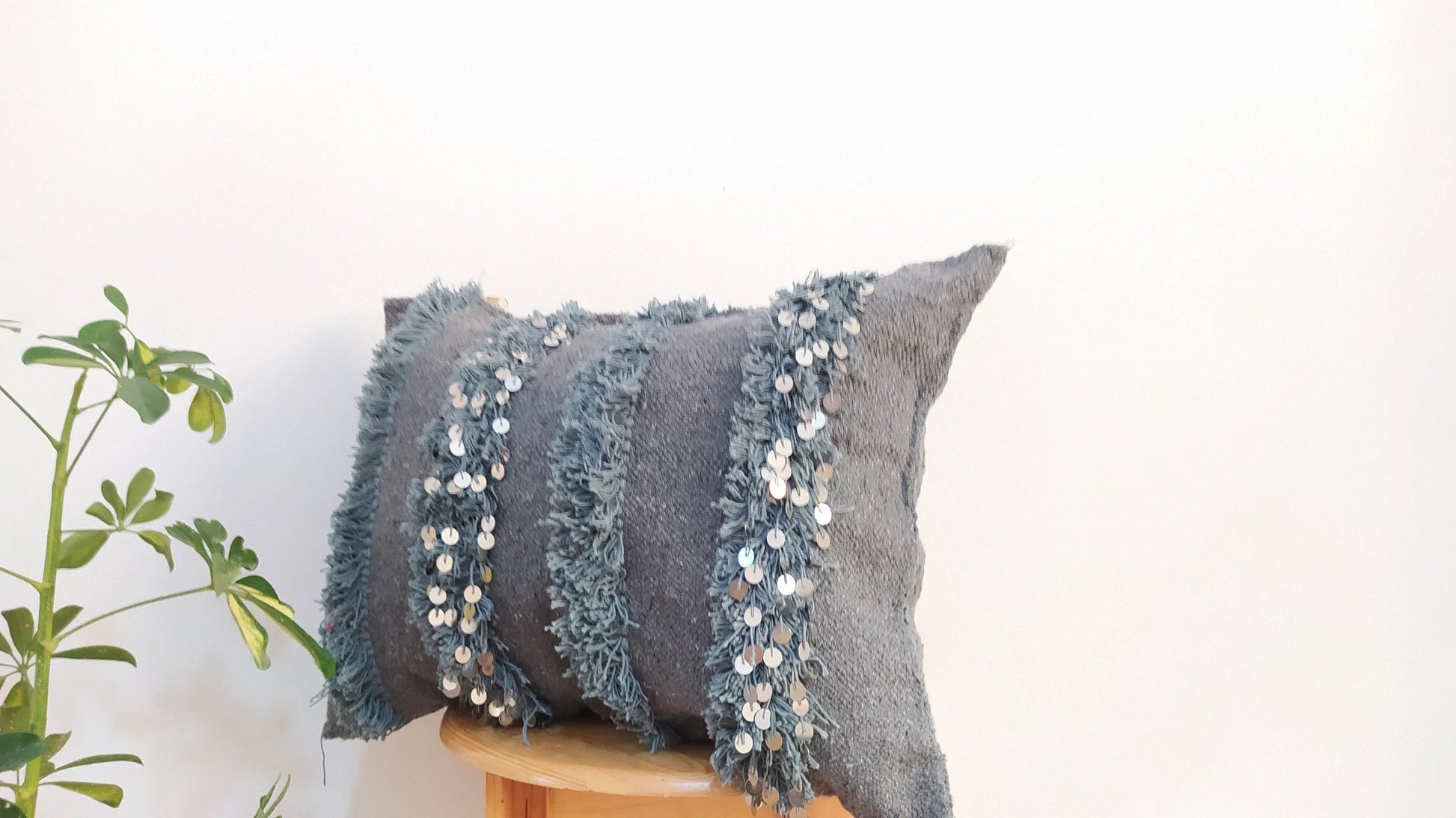 Handmade Moroccan Wedding Pillow Cover,Red Wool Cushion, Red Wool Pillow Cover Unstuffed