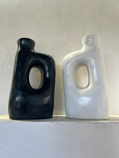Terracotta Deco, Stucco Pottery Decoration, Natural Deco Black&White