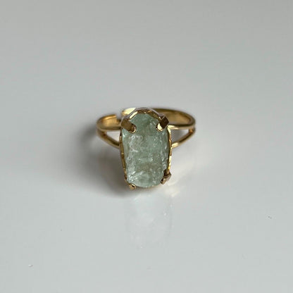 Green Fluorite Ring, Gold, Adjustable Ring, Crystal Ring, Green Fluorite Jewelry, Heart Chakra, Nickel-Free, Crystal Gift, Green Gemstone