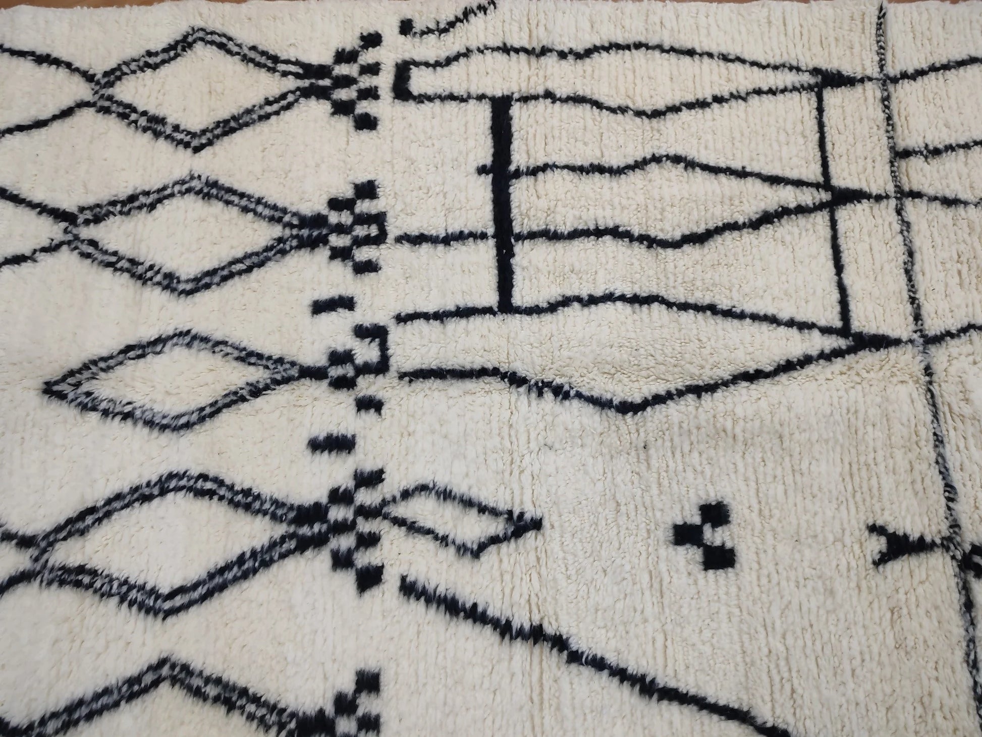 Beni Ouarain White Black Moroccan Rugs - Moroccan Beni Ourain Rug Style - Morrocan Rug Wool Berber Design - Handmade Rug - Berber Rugs Style