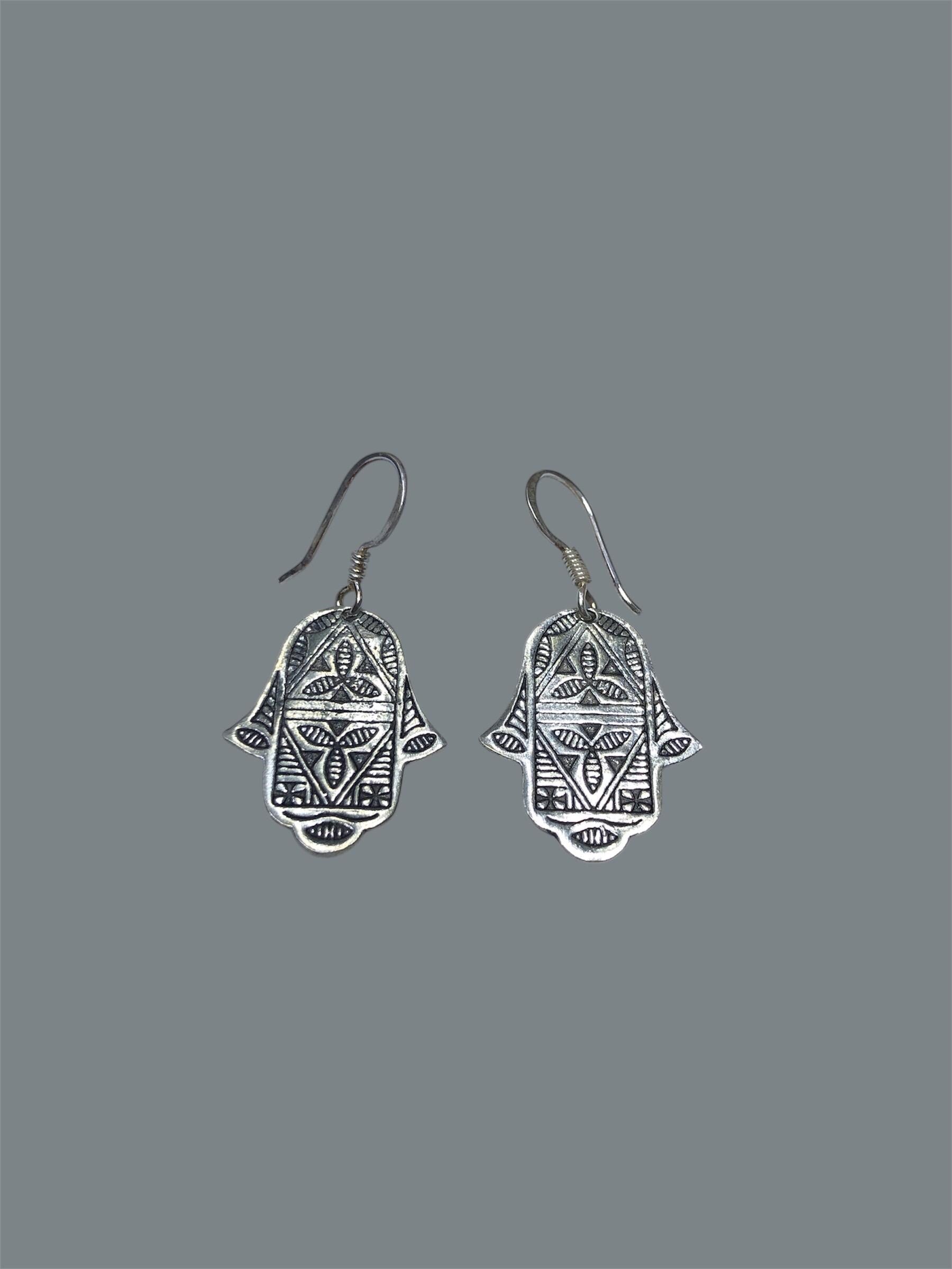 Tuareg Ring, Vintage Jewelry, Silver Earrings, Handmade Jewelry, Tuareg Earrings, Hand of Fatima