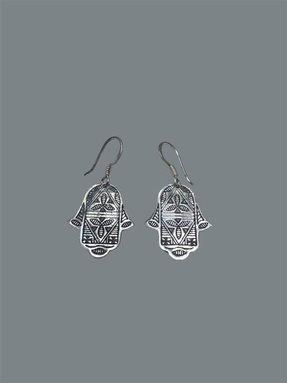 Tuareg Ring, Vintage Jewelry, Silver Earrings, Handmade Jewelry, Tuareg Earrings, Hand of Fatima