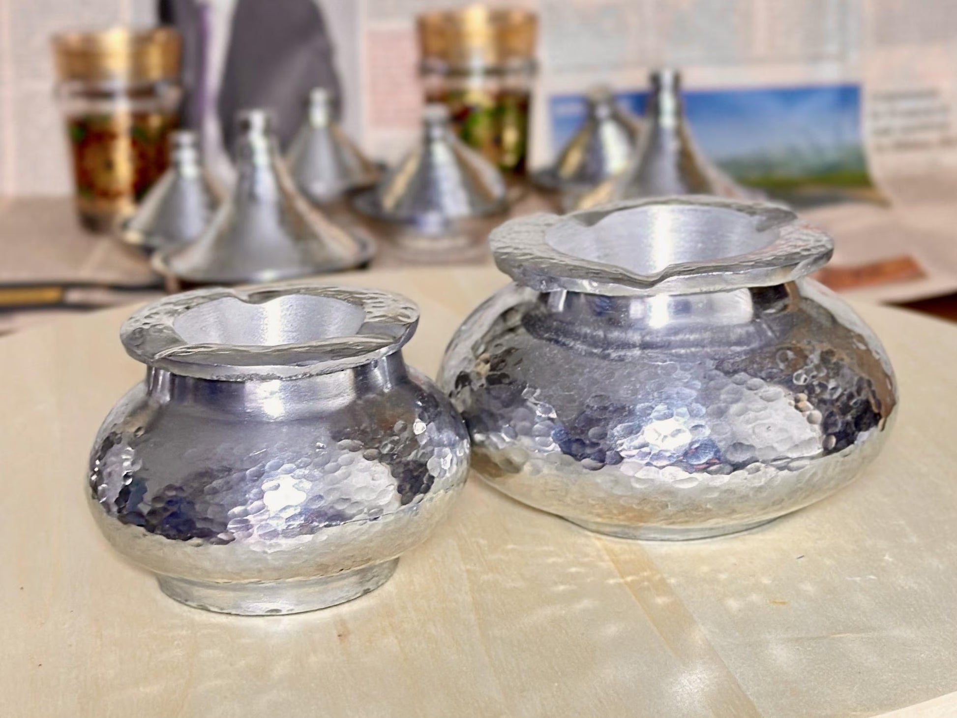 Handmade Moroccan Hammered Metal Ashtray – Decorative Silver Ashtray – Small and Large Sizes Available – Moroccan Home Decor