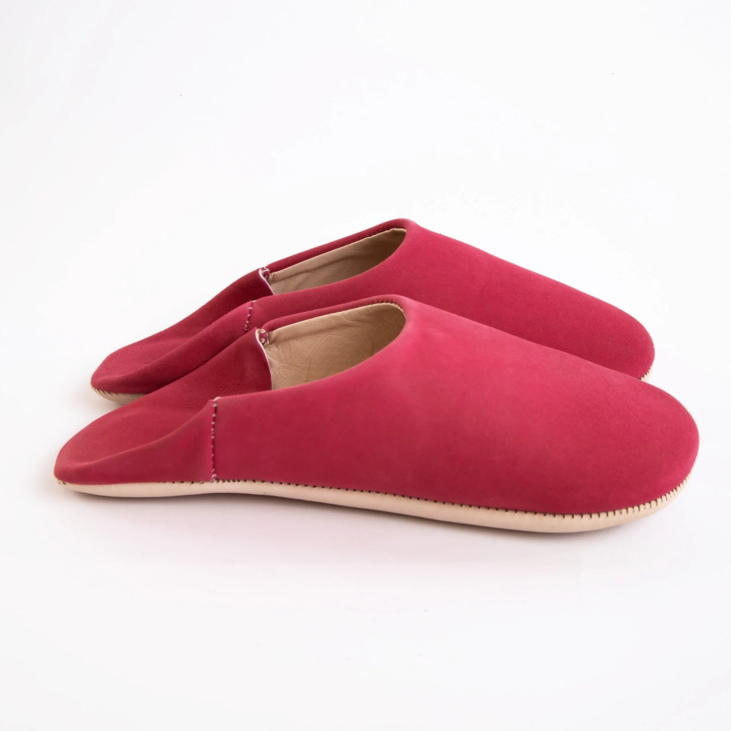 Red Moroccan Leather Slippers – Handmade Indoor House Shoes for Men & Women | Soft Suede & Leather Comfort