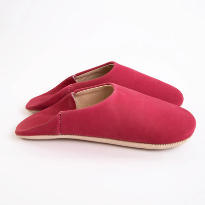 Red Moroccan Leather Slippers – Handmade Indoor House Shoes for Men & Women | Soft Suede & Leather Comfort