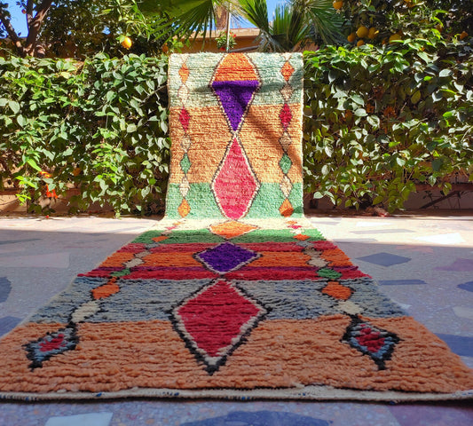 Moroccan Hallway Rug, Geometric Runner Rug Colorful Wool Runner, Handmade Rugs Runner, Vintage Moroccan Runner, Rugs and Carpet, Teppich