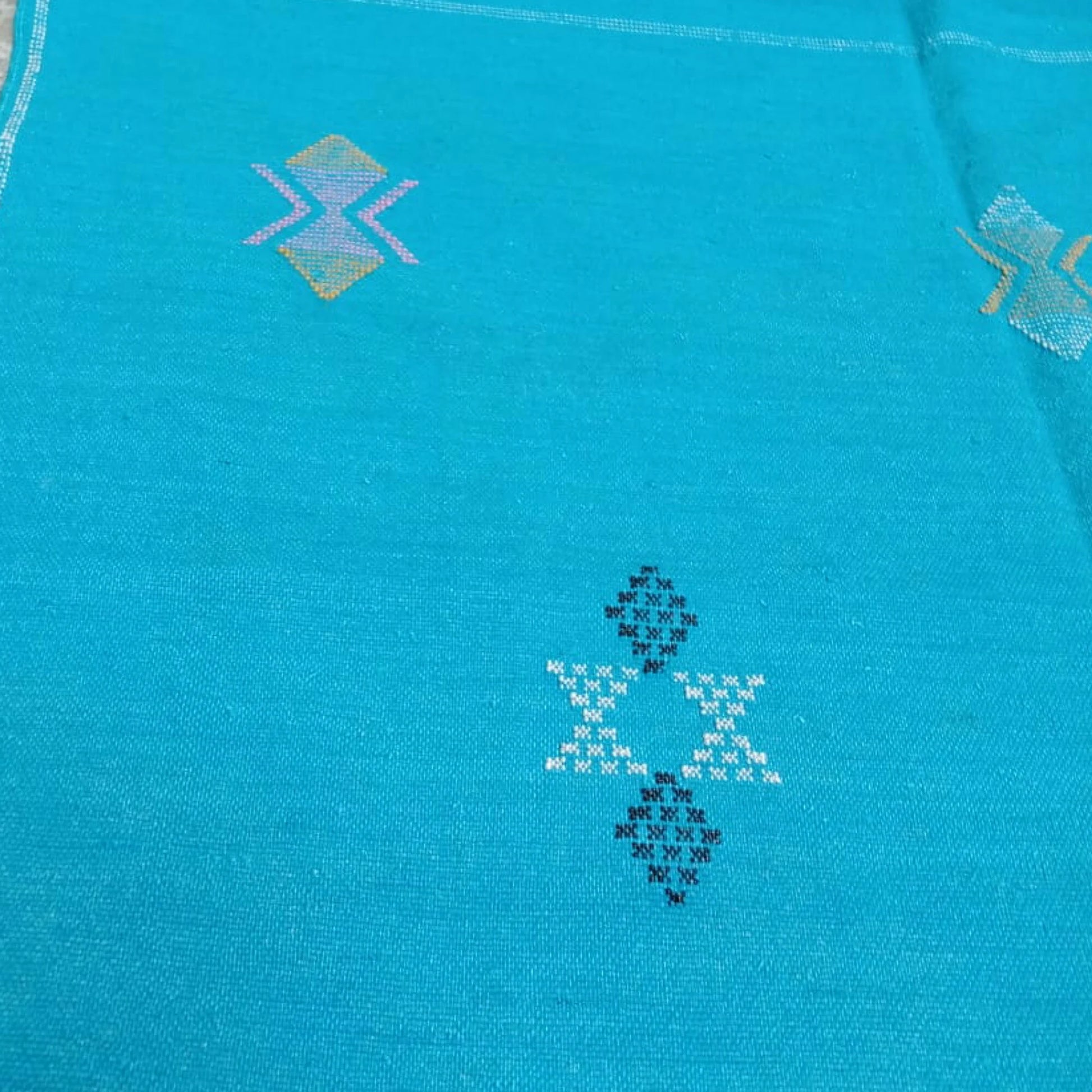 Moroccan Cactus Silk Rug, Handmade Sabra Cactus Rug, Berber Sabra Rug ,Authentic Azilal Rug, Bleu Cactus Silk ,Bohemian Rug