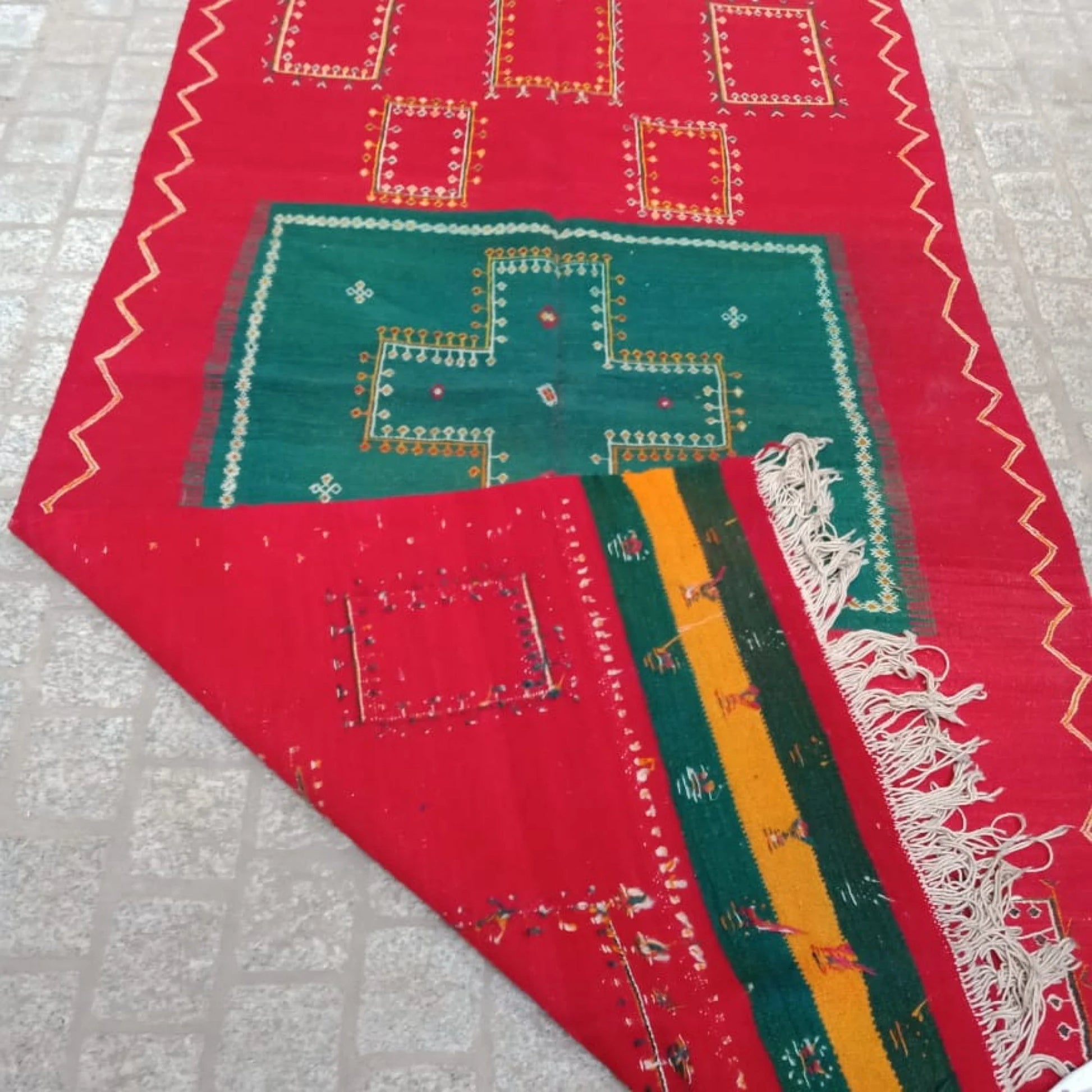 Vintage Akhnif Rug 7×3 Ft. Moroccan Akhnif Rug, Handmade Wool Rug, Antique Kilim, Berber Kilim