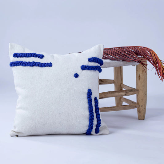 White and Blue Moroccan Decorative Pillow - Handmade Pillow -Livingroom Pillow - Bedroom Pillow - Custom Pillow