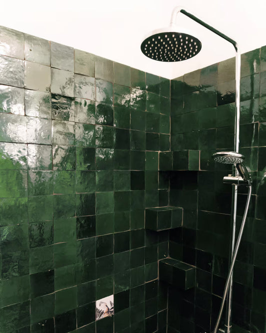 1 Square Foot Zellige Tile Dark Green Tiles Moroccan Tile Square Handmade Rustic Tiles Fireplace Tile Backsplash Zellij Green Mosaic Tile