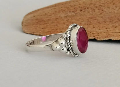 Pink Garnet and Sterling Silver Ring