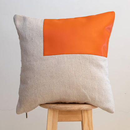 White and Orange Moroccan Decorative Pillow - Handmade Pillow -Livingroom Pillow - Bedroom Pillow - Custom Pillow