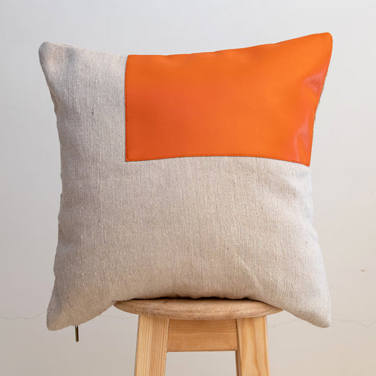 White and Orange Moroccan Decorative Pillow - Handmade Pillow -Livingroom Pillow - Bedroom Pillow - Custom Pillow